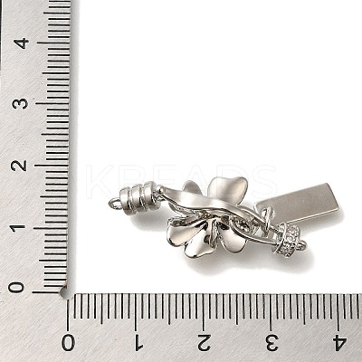 Brass Micro Pave Clear Cubic Zirconia Fold Over Clasps KK-K389-019P-1
