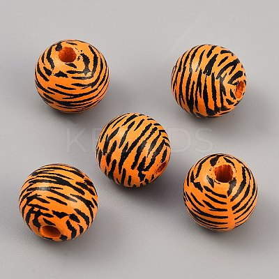 Tiger Skin Print Wood European Beads WOOD-WH0029-126A-1