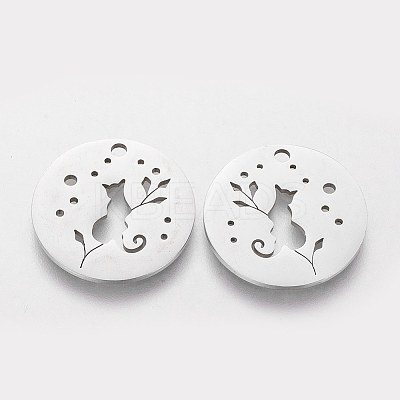Non-Tarnish 201 Stainless Steel Kitten Pendants LS-STAS-S105-T469-1