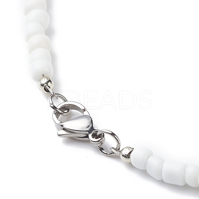 Plastic & Glass Pearl & Seed Beaded Bracelet and Necklace SJEW-JS01255-1