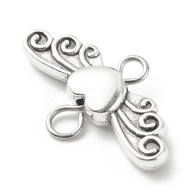 Tibetan Style Alloy Heart with Wing Connector Charms PALLOY-JF01773-1