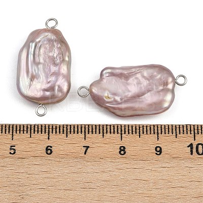 Natural Freshwater Pearl Keshi Pearl Nuggets Connector Charms STAS-D378-14P-1