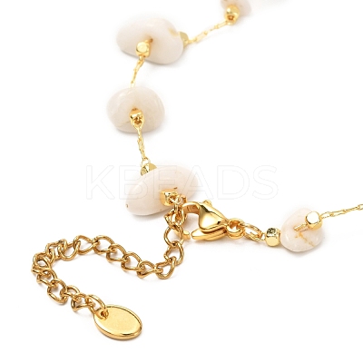 Natural White Moonstone Chip Beaded Necklace for Girl Women NJEW-JN03708-02-1
