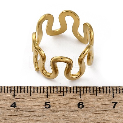 Wave 304 Stainless Steel Finger Rings for Women RJEW-F174-06G-1