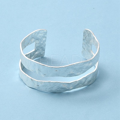 Rack Plating Brass Open Cuff Bangle for Women BJEW-A137-01S-1