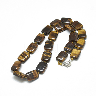Natural Tiger Eye Beaded Necklaces NJEW-S398-14-1