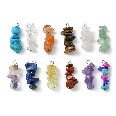 12Pcs 12 Styles Natural & Synthetic Mixed Gemstone Pendants PALLOY-JF02499-02-1