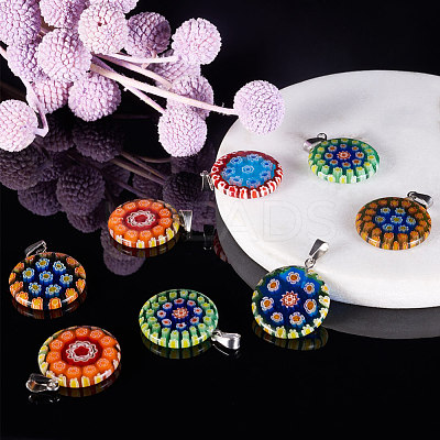 Handmade Millefiori Lampwork Pendants LAMP-S191-08-1