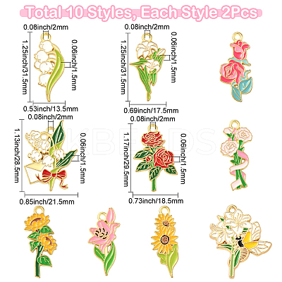 20Pcs 10 Styles Alloy Enamel Pendants ENAM-SC0007-21-1