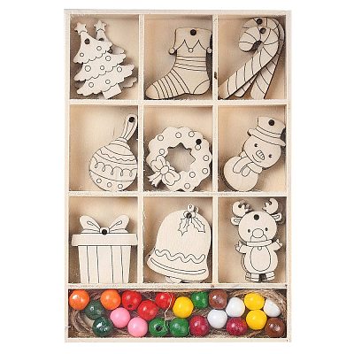 Christmas theme DIY Wood Pendants WOOD-S063-01D-1