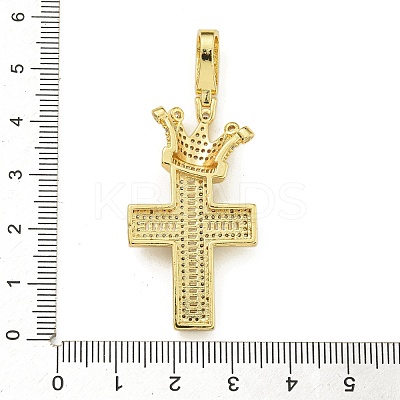 Rack Plating Brass Micro Pave Clear Cubic Zirconia Pendants KK-Z067-03G-03-1