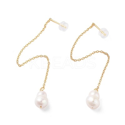 Natural Pearl Earrings for Women EJEW-E303-01G-1