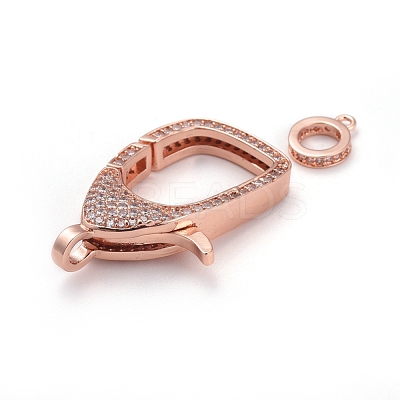 Brass Micro Pave Cubic Zirconia Lobster Claw Clasps ZIRC-F110-94RG-04-1