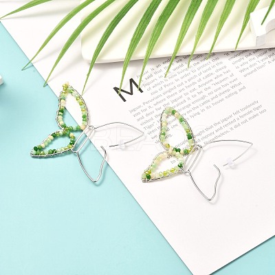 Butterfly Glass Beads Dangle Earrings for Girl Women EJEW-JE04658-03-1