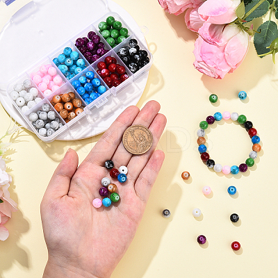 220Pcs 10 Colors Baking Paint Glass Round Beads DGLA-YW0001-59-1