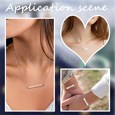 DIY 304 Stainless Steel Blank Rectangle Pendnat Necklace with Cable Chains Making Kit DIY-SC0024-16-1