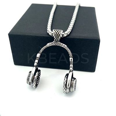 Vintage Hip-Hop 304 Stainless Steel Headset Pendant Necklaces for Men Women NI7157-1