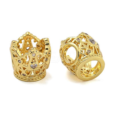 Rack Plating Brass Micro Pave Cubic Zirconia European Beads KK-I718-32G-1