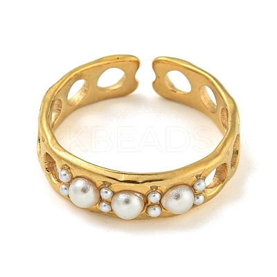 Ion Plating(IP) Stylish Adjustable Stainless Steel Cuff Open Rings RJEW-K283-13G-1