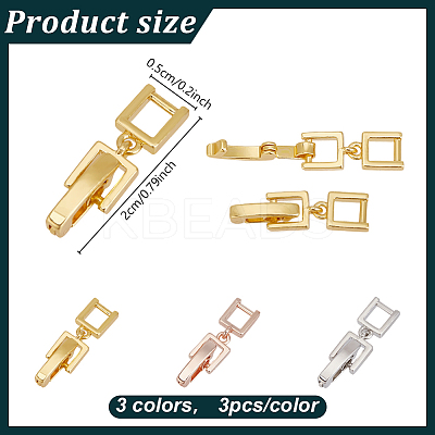 9Pcs 3 Styles Brass Fold Over Clasps KK-HY0003-83-1