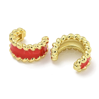 Brass with Enamel Cuff Earrings EJEW-C104-079B-02-1