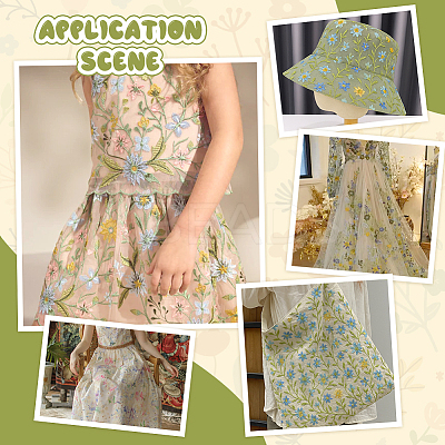 Flower Pattern Polyester Lace Fabic DIY-WH0061-019B-1