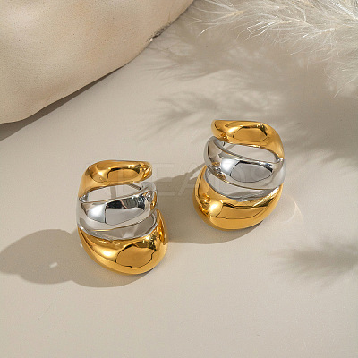 304 Stainless Steel Two Tone Triple Stud Earrings UN2842-1