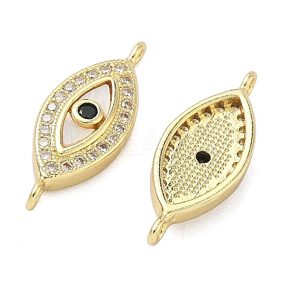 Brass Micro Pave Clear and Black Cubic Zirconia Eye Connector Charms KK-A282-16G-1