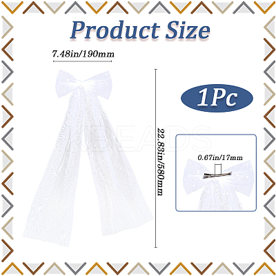 Long Bowknot Polyester Alligaor Hair Clips OHAR-WH20005-07B-1