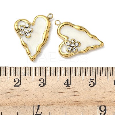 304 Stainless Steel with Crystal Rhinestone Enamel Pendants STAS-G362-03G-1