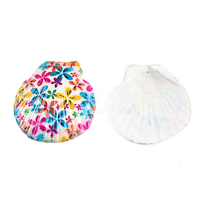 Printed Natural Freshwater Shell Big Pendants SHEL-N032-235-05-1