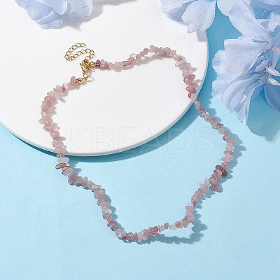 Natural Rose Quartz Chip Beaded Necklace NJEW-JN04616-13-1