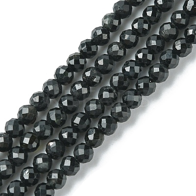 Natural Black Tourmaline Beads Strands G-F748-Y01-02-1