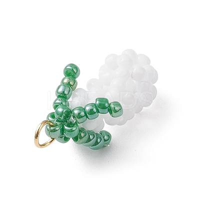 Glass Seed Beaded 3D Eggplant Pendants PALLOY-MZ00942-04-1