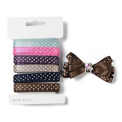 18 Yards 6 Colors Polyester Polka Dot Ribbon SRIB-C001-B05-1