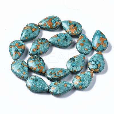 Dyed Synthetic Turquoise Teardrop Bead Strands TURQ-Q100-10B-1