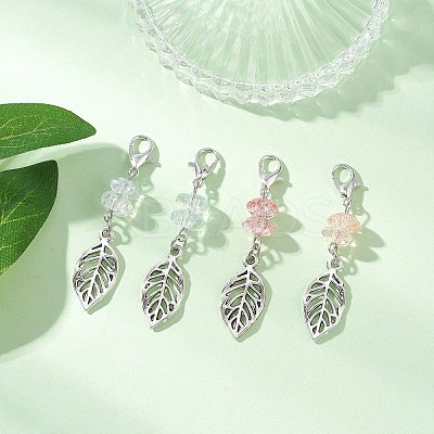 4Pcs Crackle Glass Beads Pendant Decorations HJEW-JM04133-1