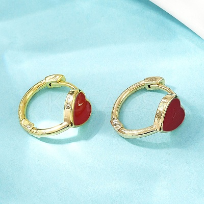 Heart Brass Enamel Hoop Earrings LS-EJEW-S277-03G-1