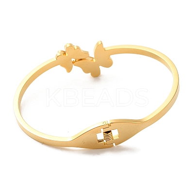 Adjustable Butterfly Vacuum Plating PVD Vacuum Plating 304 Stainless Steel Bangles for Women BJEW-F474-18G-1