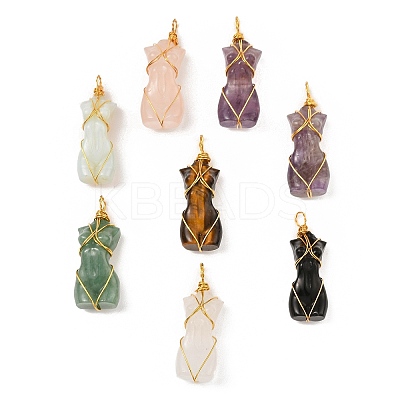 Natural & Synthetic Mixed Gemstone Pendants G-K338-30G-1