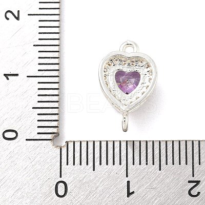 Brass Pave Cubic Zirconia Connector Charms KK-Z072-06S-07-1