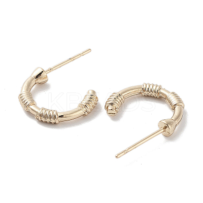 Wire Wrapped Half Ring Alloy Studs Earrings for Women EJEW-H309-10KCG-1