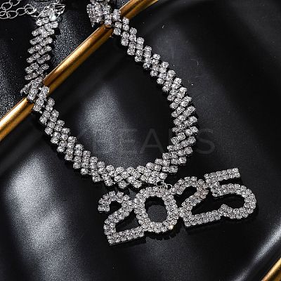 Brass Full Crystal Rhinestone 2025 Pendant Necklaces for Women LS-NJEW-Q005-01P-1