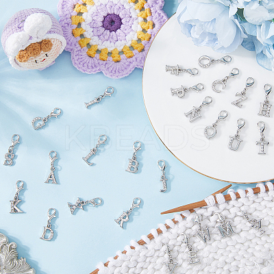 1Set Letter A~Z Alloy Rhinestone Pendant Decorations HJEW-SC0002-02P-1