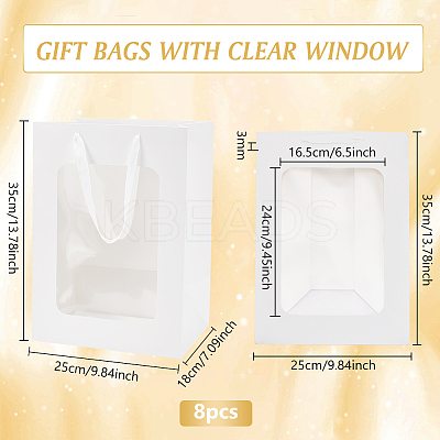 Paper Visible Window Gift Bags with Rope Handles ABAG-WH0040-14C-1