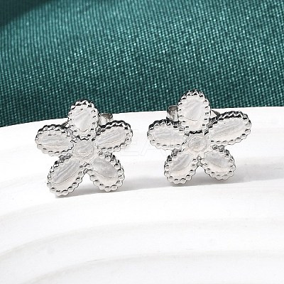 Flower 304 Stainless Steel Stud Earrings EJEW-G453-09P-1