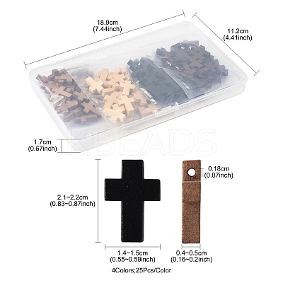 100Pcs 4 Colors Wooden Pendants WOOD-FS0001-50-1