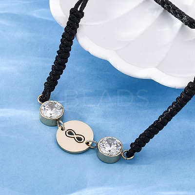 Flat Round with Infinity 304 Stainless Steel Link Bracelets BJEW-A036-04B-G-1