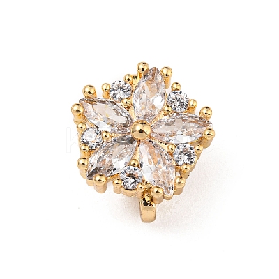 Flower Brass Pave Clear Cubic Zirconia Mutil-Strand Links ZIRC-R021-01D-G-1