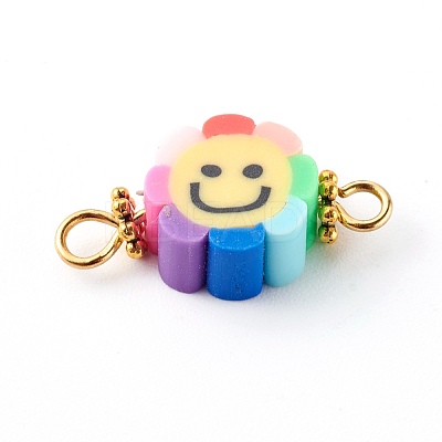 Flower with Smile Face Polymer Clay Links Connectors PALLOY-JF00720-1